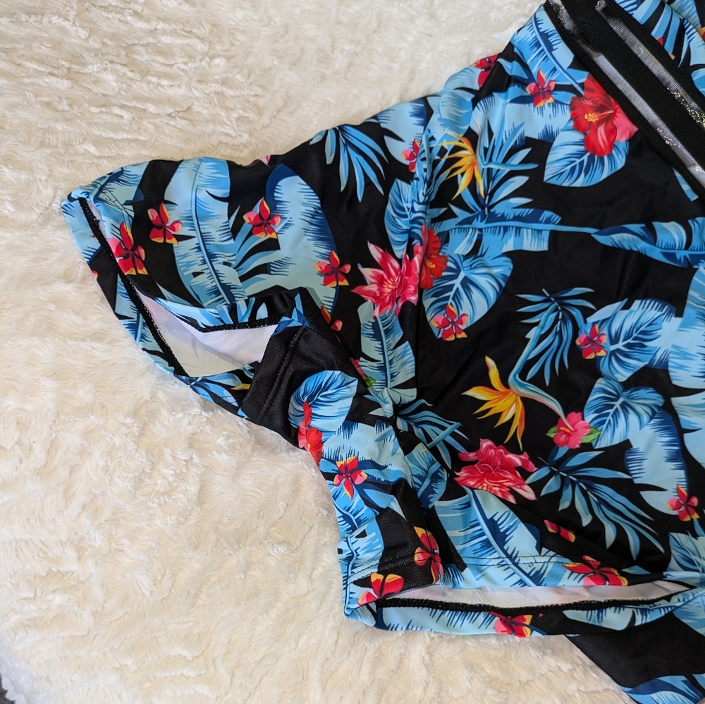 ❤ Swimsuit Large Swim Floral One Piece Shein Blue Pink - Picture 9 of 9